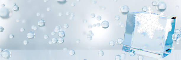 istock A clear ice cube with snowflake surrounded by bubbles, evoking a winter or holiday theme. 3d rendering 2171363490