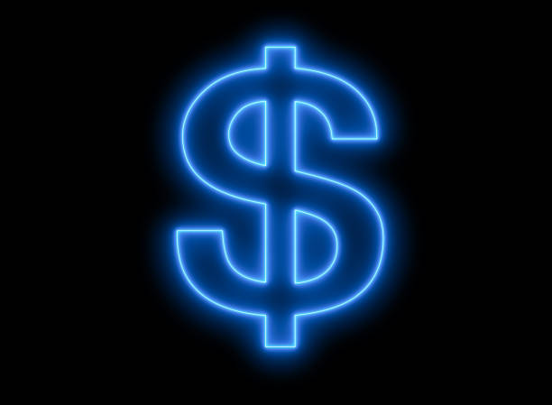 istock Neon Dollar Symbol on Black Background 2171364799