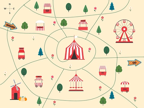 Fun Map Border Fun Fair And Amusement Park Map Creator Carnival And Festival Elements ...