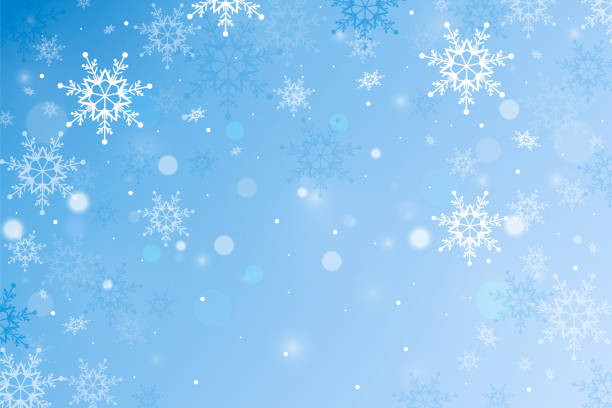 istock Winter sky with fuzzy beautiful snowflakes. Winter background with snow. December serene design 2171369655