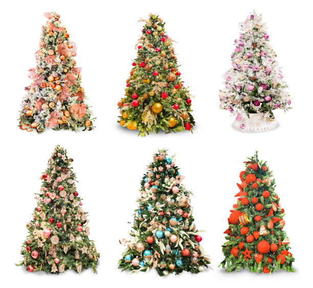 Close up Christmas tree on isolated white background