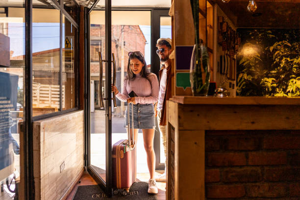 istock Young couple arriving on a hotel 2171389183