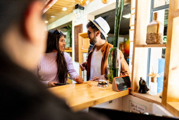 istock Young couple making a reservation on a hotel 2171389206