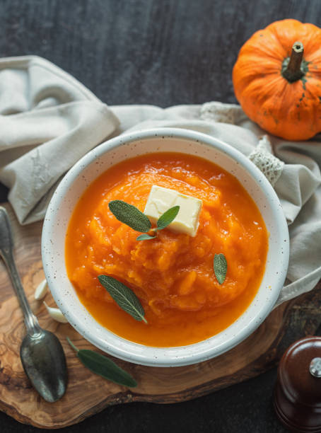 istock Homemade pumpkin cream soup with sage 2171392877