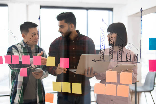 istock Business team brainstorming ideas with sticky notes and charts 2171394727