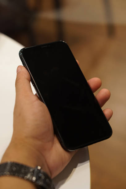 istock Smartphone with a black model on the screen 2171398489