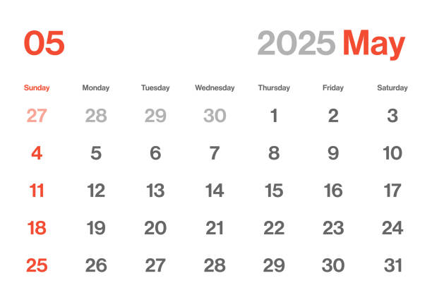 istock May 2025 Calendar Monthly - Minimalism Style Landscape Horizontal Calendar for 2025 year - Vector Template - American Grid - The Week Starts on Sunday 2171400045