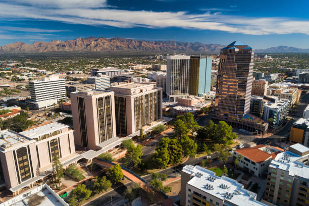 Tucson Downtown Aerial With Park And Mountain View
