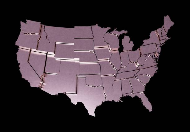 United States Of America map isolated on black. Realistic illustration of clear USA territory. Country poster