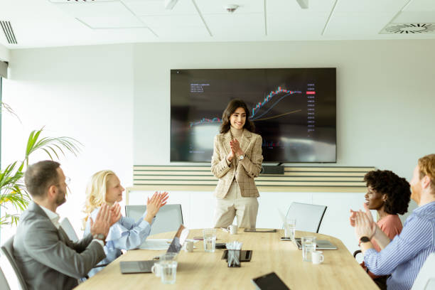 istock Insightful market analysis presentation by a professional at a modern conference room 2171406574