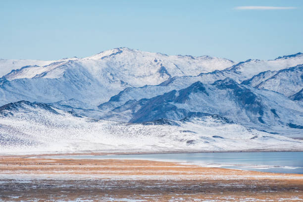 istock Natural background with layers of snowy mountains. Mongolia. 2171408279