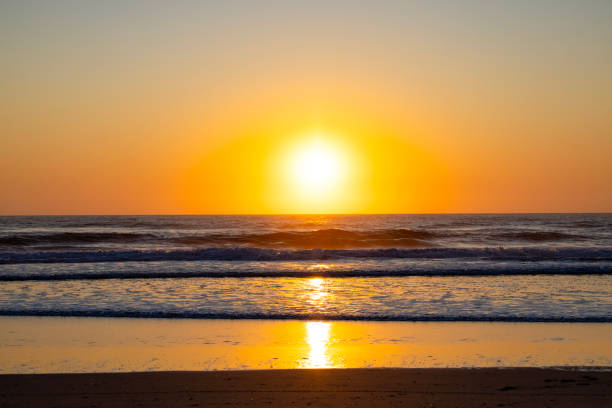 Sunrise over Pacific ocean, background with copy space, Queensland, full frame horizontal composition