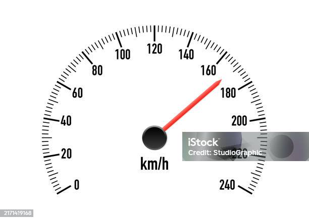 Speed Level Big Realistic Car Speedometer With Red Speed Level Scale Racing Speed ...