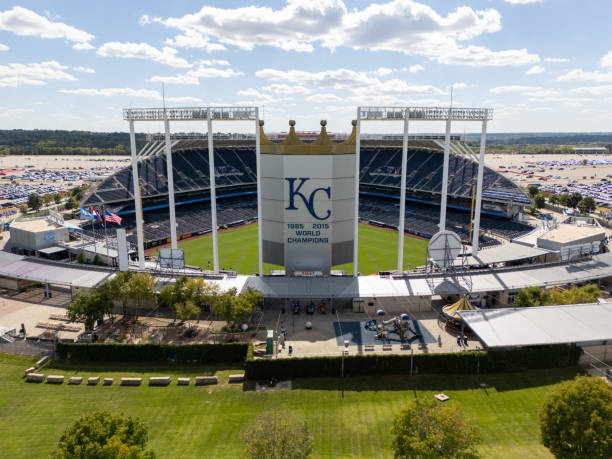 September 7, 2024: Kansas City, MO - Aerial view of Kauffman Stadium before the Kansas City Royals play the Minnesota Twins.