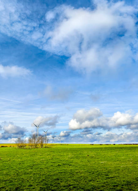 istock Wind turbines on green landscape over dramatic sky 2171429546