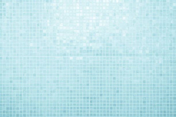 istock Blue light ceramic wall chequered and floor tiles mosaic background in bathroom. Design pattern geometric with grid wallpaper texture decoration pool. Simple seamless abstract surface clean. 2171429816