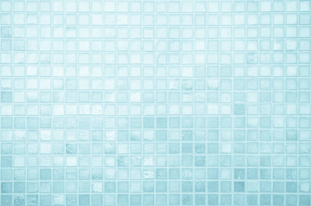 istock Blue light ceramic wall chequered and floor tiles mosaic background in bathroom. Design pattern geometric with grid wallpaper texture decoration pool. Simple seamless abstract surface clean. 2171429912