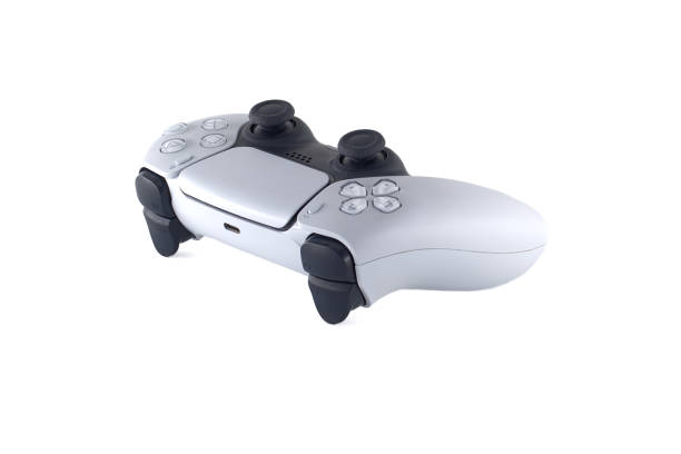 istock Close-up of a modern gaming controller with sleek white design and ergonomic features 2171437603