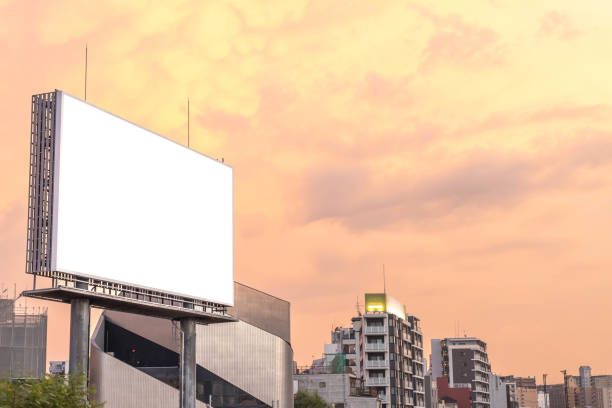 istock Blank billboard in the city with sunset sky background 2171438604