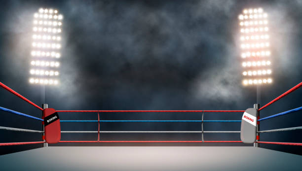 istock boxing ring with illumination by spotlights. 2171439360