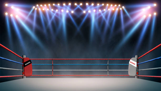 istock boxing ring with illumination by spotlights. 2171439374