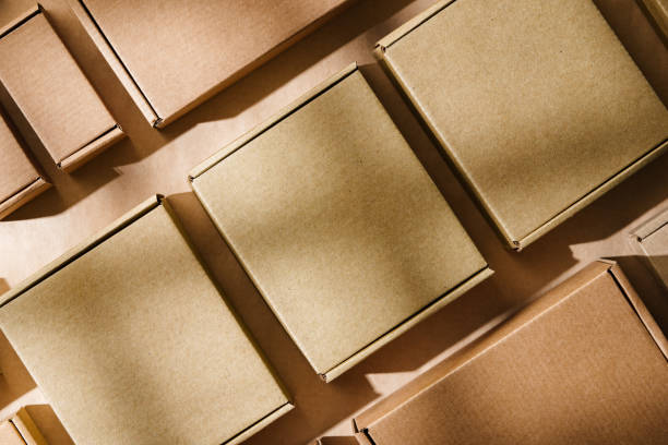 istock Multiple cardboard boxes arranged on a surface for packaging and shipping in a warehouse setting 2171453648