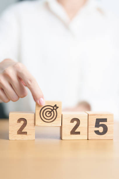 istock 2025 year block with dartboard icon. Goal, Target, Resolution, strategy, plan, Action, mission, motivation, and New Year start concepts 2171454504