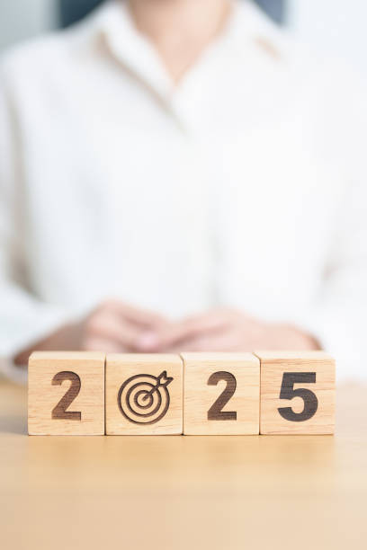 istock 2025 year block with dartboard icon. Goal, Target, Resolution, strategy, plan, Action, mission, motivation, and New Year start concepts 2171454506