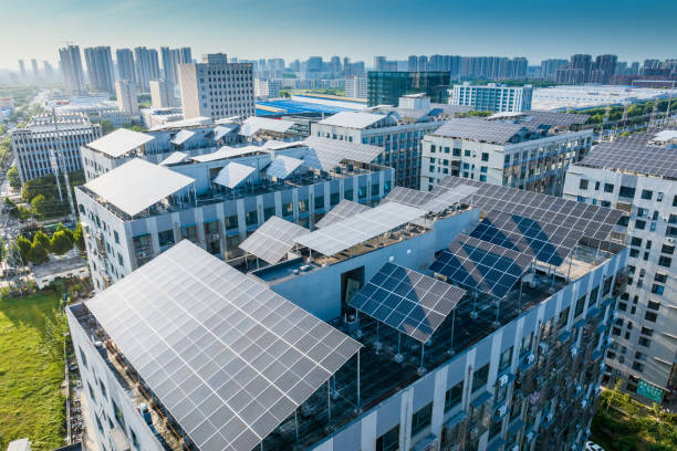 Solar Panels on modern city roof