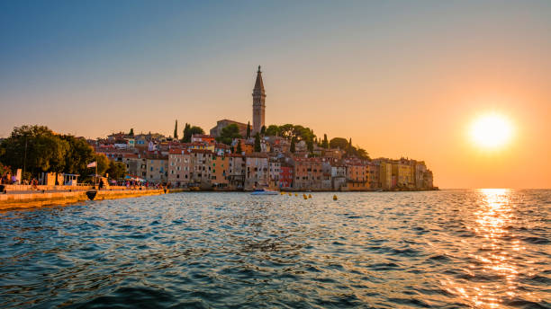 istock Sunset over colorful Rovinj, Croatia with reflections on calm waters 2171457042