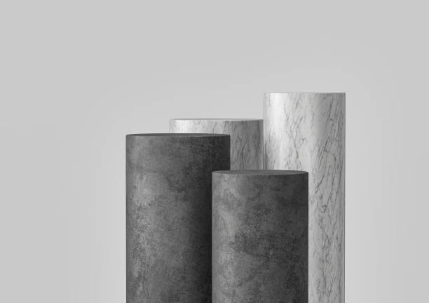 istock Four Cylindrical Concrete Podiums With Marble Texture Ideal For Product Showcase 3d Illustration 2171461579