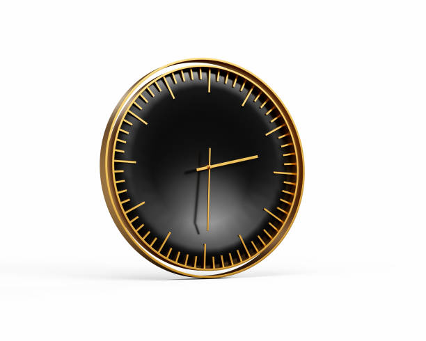 Modern Sleek Golden And Black Wall Clock 02:30 Two Thirty 2:30 For Modern Interiors 3D Illustration