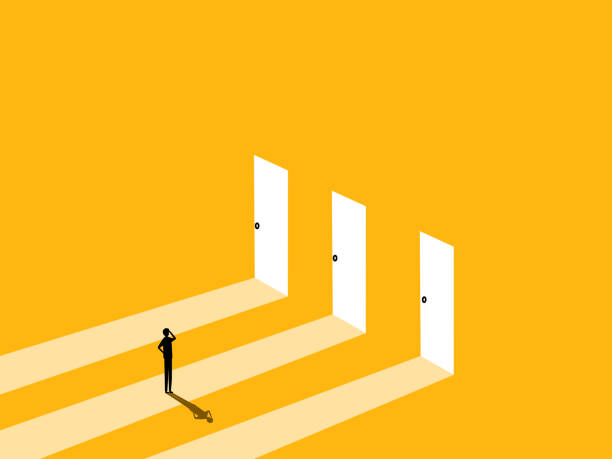 istock Courage, opportunity. Businessman stands at the door 2171461887