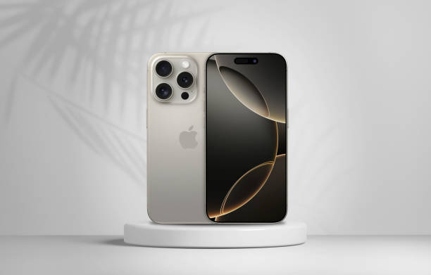 newly released aluminium iphone 16 pro mockup set with back and front angles - iphone stok fotoğraflar ve resimler