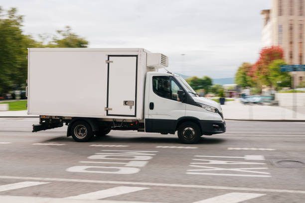 istock Small delivery truck in a city 2171462722