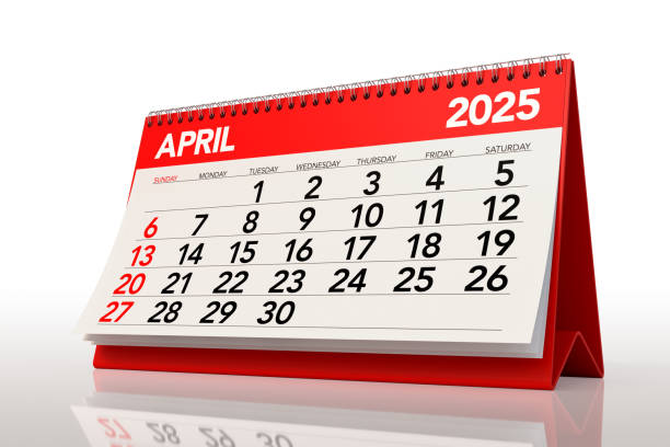 istock April 2025 Calendar. Isolated on White Background. 3d Rendering 2171464292