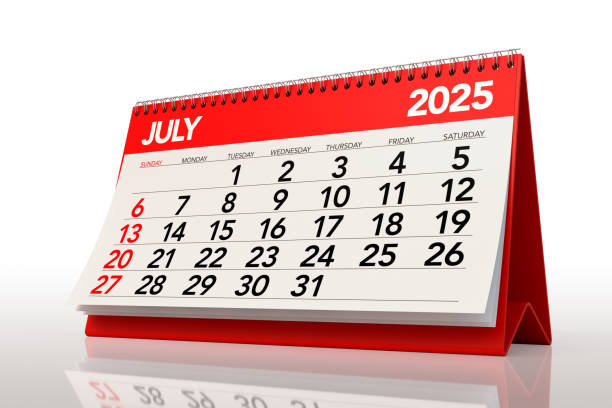 istock July 2025 Calendar. Isolated on White Background. 3d Rendering 2171464307