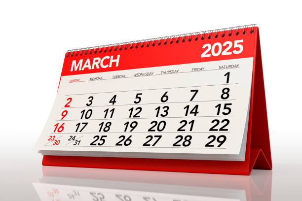 istock March 2025 Calendar. Isolated on White Background. 3d Rendering 2171464309