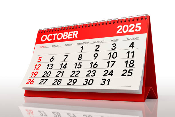 istock October 2025 Calendar. Isolated on White Background. 3d Rendering 2171464313