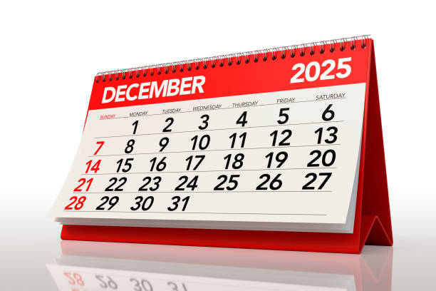 istock December 2025 Calendar. Isolated on White Background. 3d Rendering 2171464318