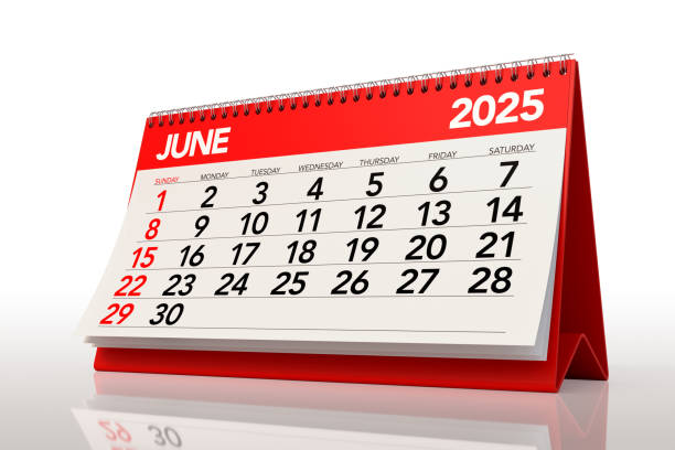 istock June 2025 Calendar. Isolated on White Background. 3d Rendering 2171464319