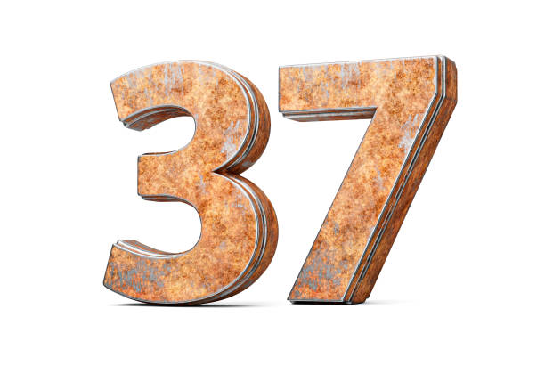 istock Number Thirty Seven 37 Digit Made Of Old Rusty Iron Metal Texture White Background 3d Illustration 2171464553