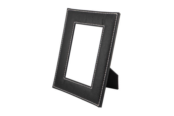 istock Black frame made from leather isolated on white background.  Leather square frame with copy space isolated. 2171469178