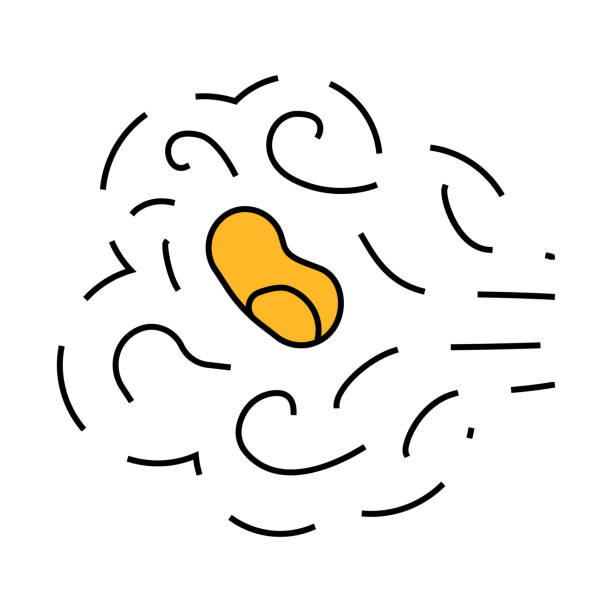 transmission of bacteria in air icon color illustration transmission of bacteria in air line icon vector. transmission of bacteria in air sign. isolated symbol illustration scarf wind mask stock illustrations