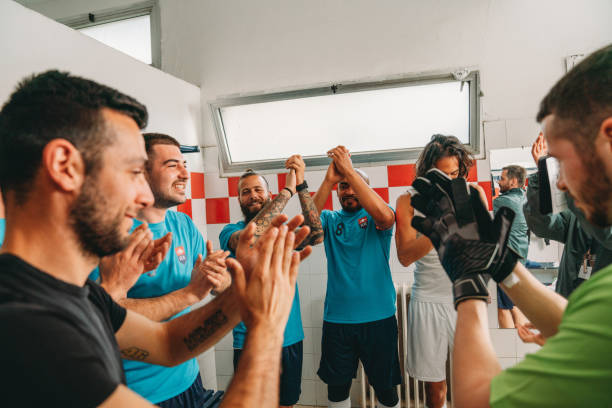 istock Team players are clapping their hands to the captain 2171479056