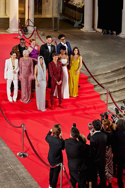istock Elevated view of press photographing celebrities at event 2171481189