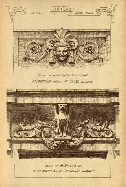 istock Architectural lintel, Face, Pan, Winged lion, History of architecture, decoration and design, art, French, Victorian, 19th Century 2171483640