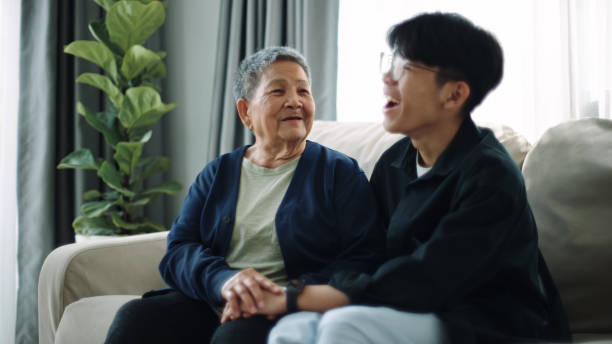 istock Grandma and grandson have a good conversation together. 2171484291