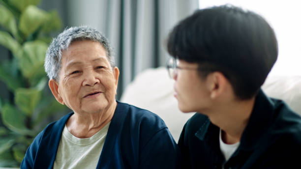 istock Grandma and grandson have a good conversation together. 2171484324