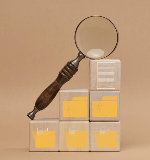 A magnifying glass is positioned over a stylized Web Browser window, highlighting the \